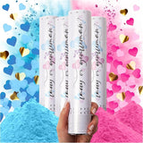 Gender Reveal Confetti Cannon Biodegradable Powder & Heart Shaped