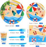 ADXCO 192 Piece Summer Pool Party Tableware Set Including Plates