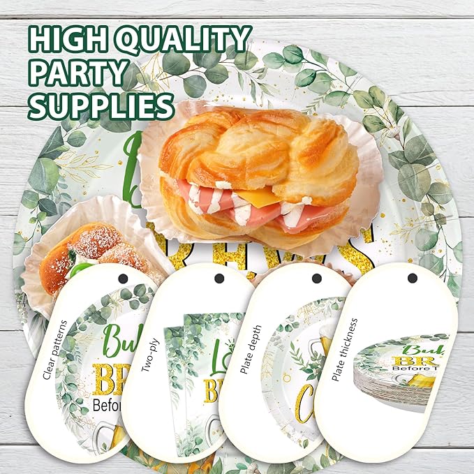 96Pcs Bubbles and Brews Bridal Shower Party Decorations Sage Green