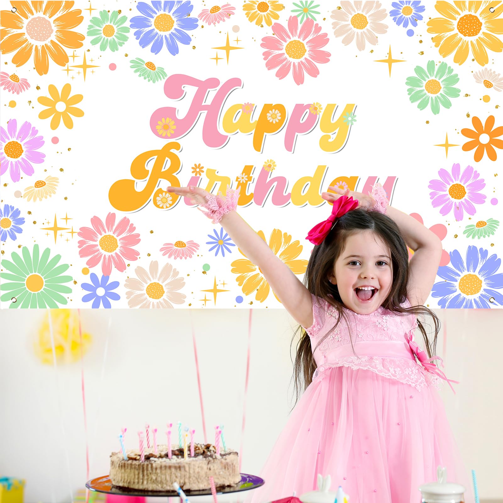 Avezano Groovy Daisy Birthday Banner Daisy Flower Birthday Party