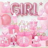 Girl Baby Shower Decorations Set - Kit with Pink Honeycomb