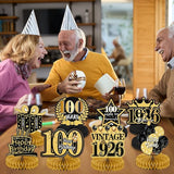 100th Birthday Party Decorations, 9PCS Black Gold 100th Vintage