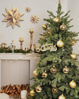 DN DECONATION Gold Glass Christmas Ornaments, Set of 9, 3.15' Hanging