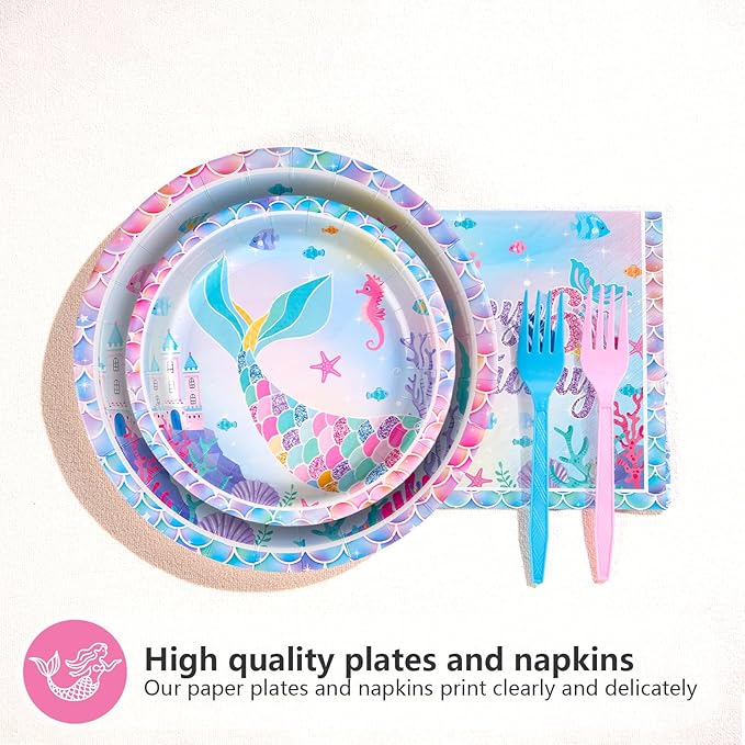 96Pcs Mermaid 6th Birthday Party Decorations for Girls Little