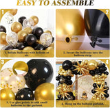 Black and Gold Balloon Garland Arch Kit for 2026 Graduation Birthday