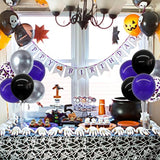 Halloween Balloons Black Silver Purple Confetti Balloons Stand