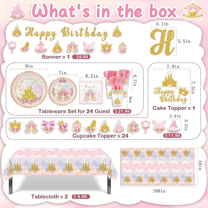 235 pcs Princess Birthday Party Decorations Princess Themed