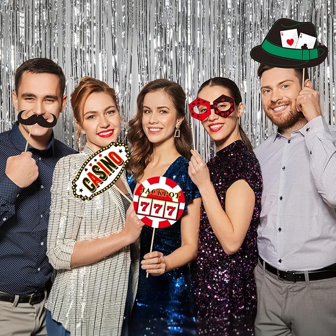 Casino Photo Booth Props Tumwisk 24PCS Casino Theme Party