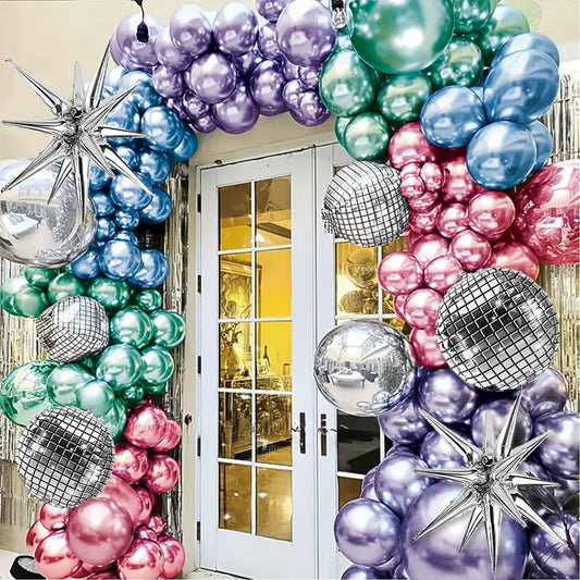 520PCS Metallic Balloon Garland Arch Kit with Chrome Blue Red Purple