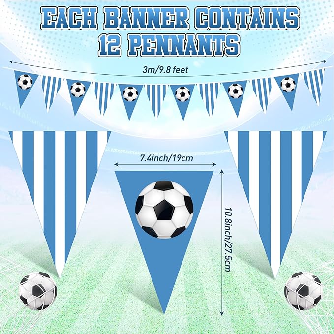 Faccito 5 Pack Blue Soccer Banners Soccer Party Decorations Sports