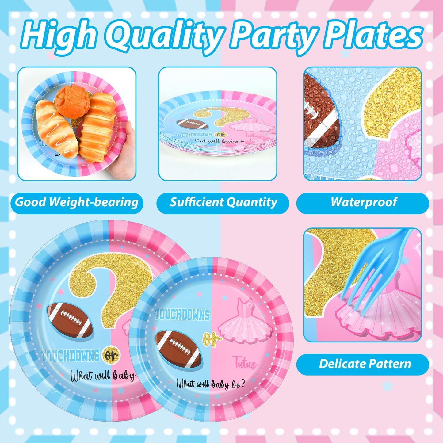 96Pcs Gender Reveal Party Supplies Touchdown or Tutus Gender Reveal