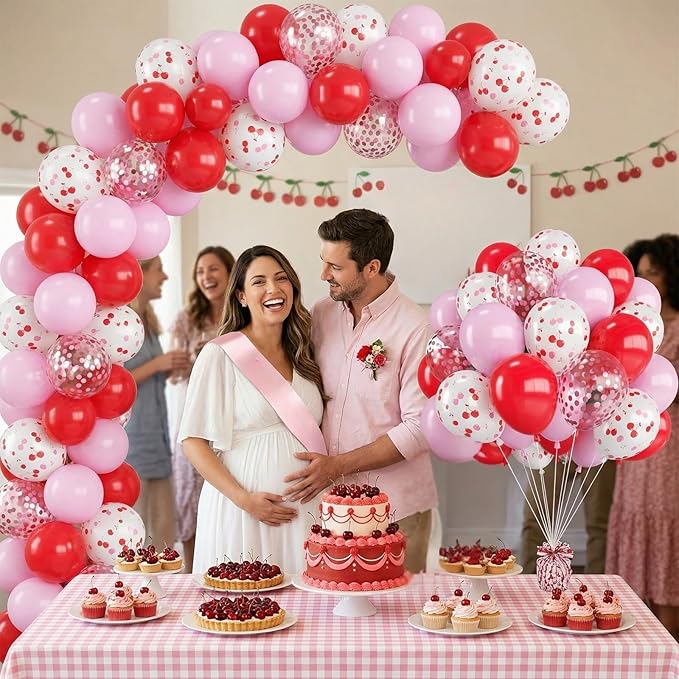 Red and Pink Cherry Balloons,12 Inch Red Pink Cherry Printed Balloon