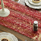 Artoid Mode Red Gold Gauze Table Runner 120 Inch 10FT, Glitter