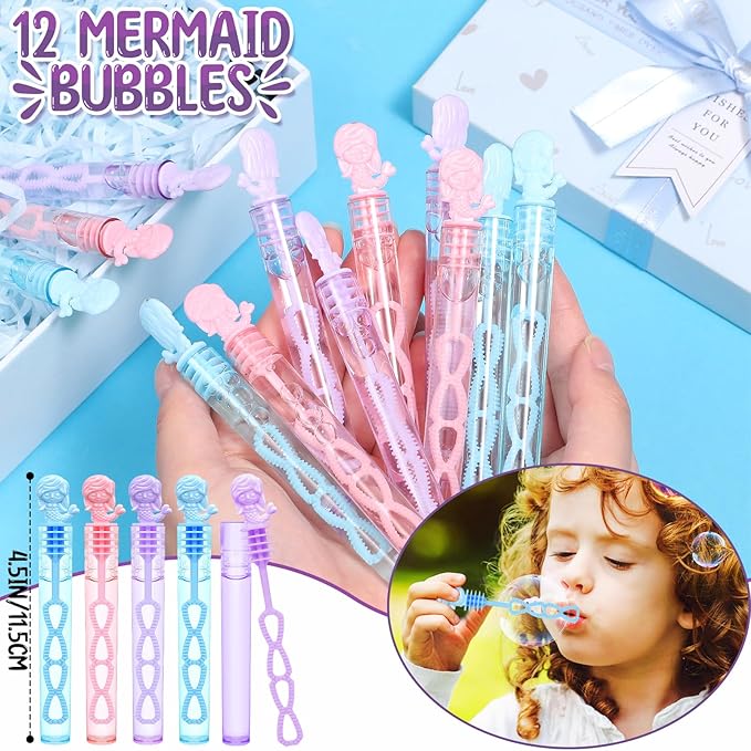 98 Mermaid Party Favors for Girls Birthday Supplies Straw Bubble