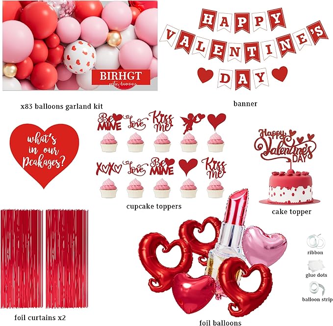 Valentine's Day Party Decorations Kit Red and Pink Heart Balloon