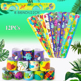 132Pcs Dinosaur Party Favors Dinosaur Rings Slap Bracelets Tattoos