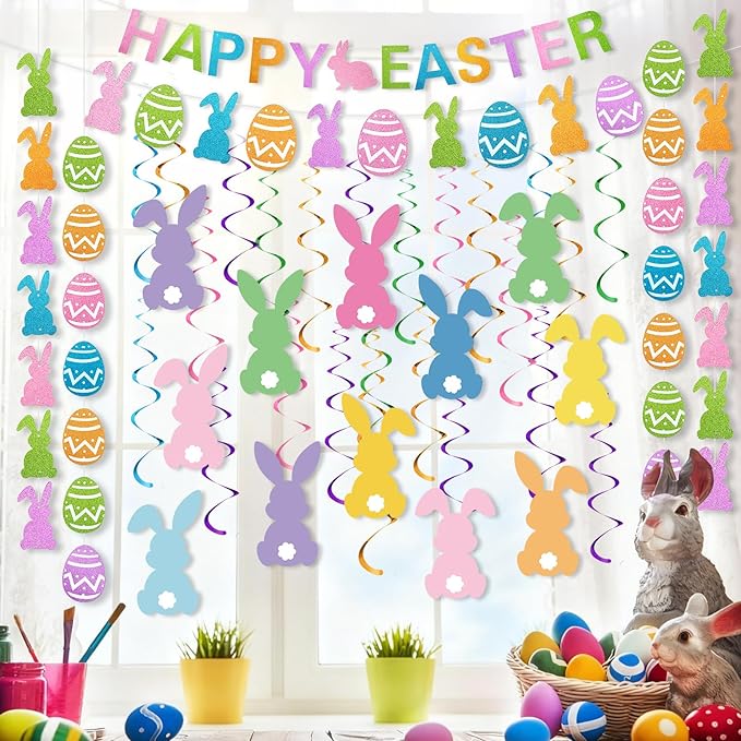 30 Pcs Happy Easter Decorations Set Easter Party Decoration Egg