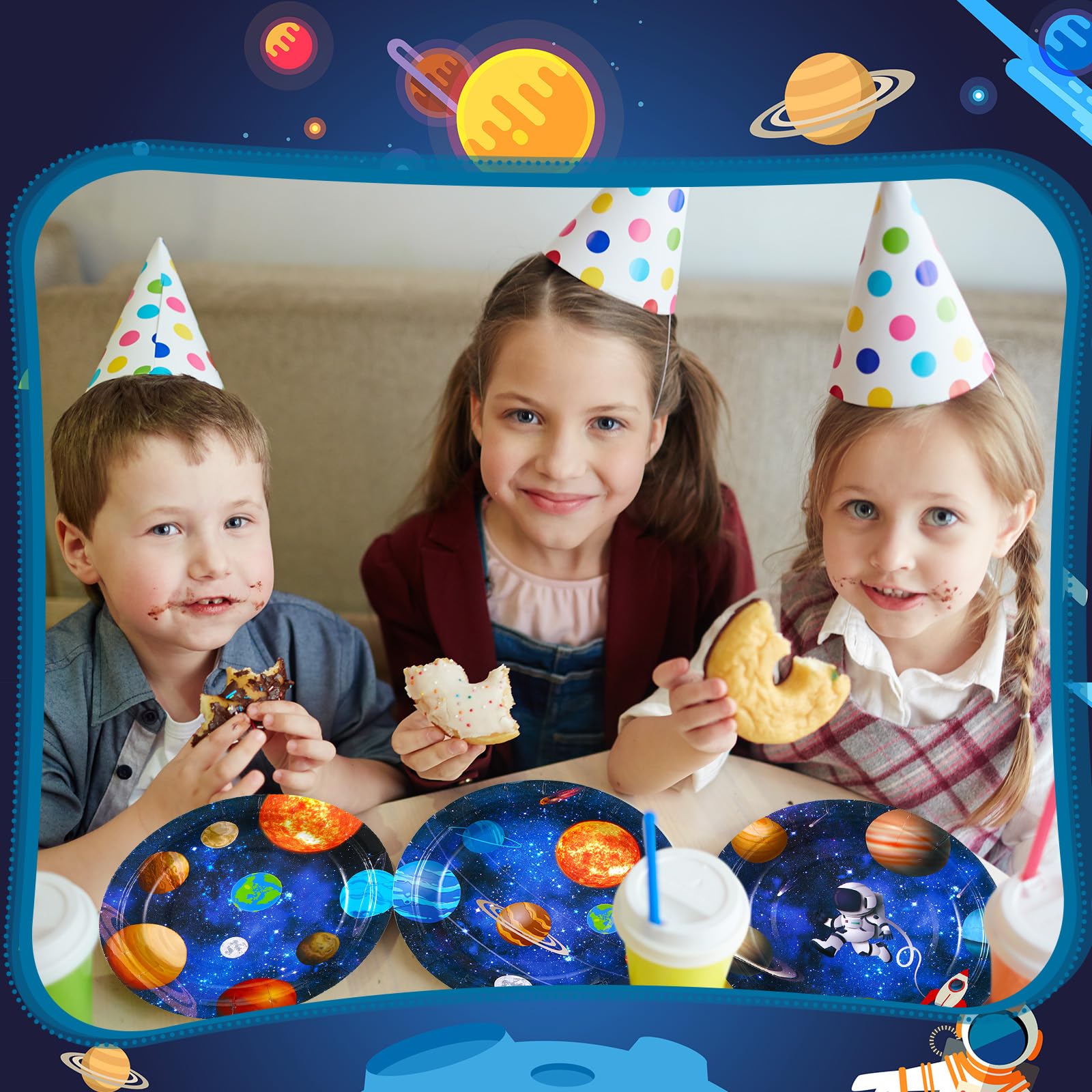 60 Pcs Outer Space Birthday Party Supplies 7 Inch Solar