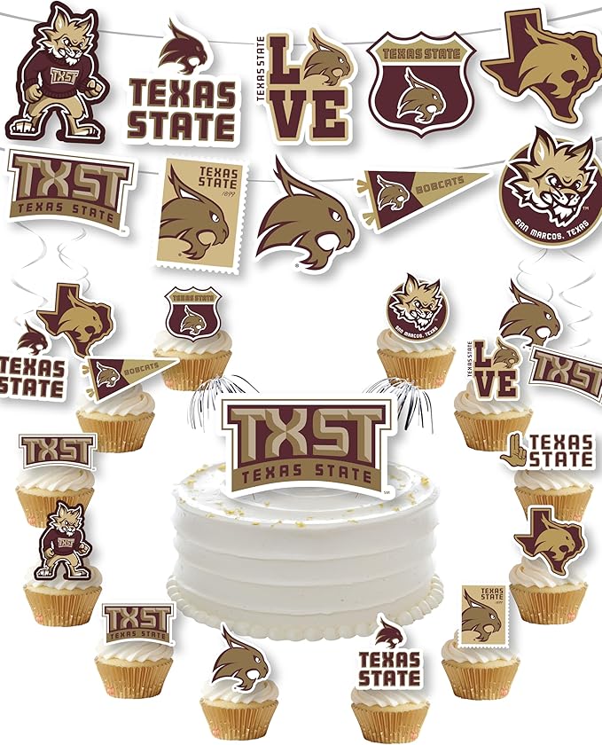 Texas State Party Supplies for TXST Football, Birthday Gift,