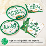 96Pcs St Patrick's Day Party Supplies Green Shamrock Plates and