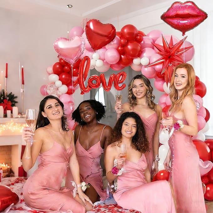 Valentines Day Balloon Arch Garland Kit Red Pink White Balloons with