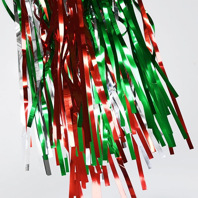 BRAVESHINE 2 Pack Fringe Backdrop Red Silver Green Christmas Party