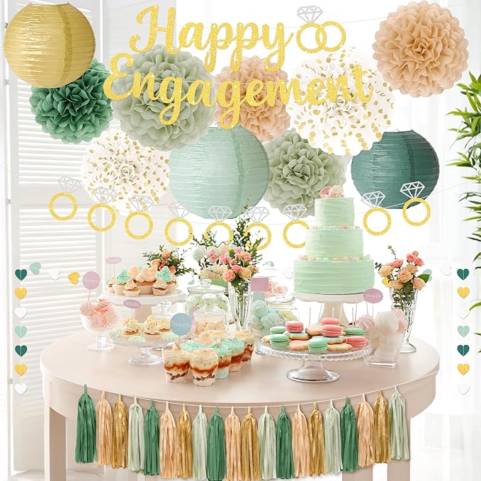 Engagement Party Decorations Sage Green Engaged Decorations with