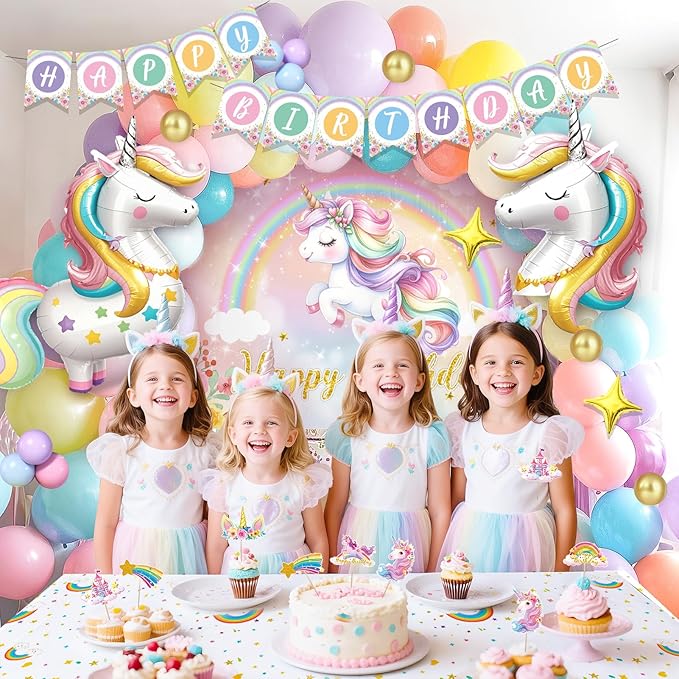 142Pcs Pastel Unicorn Party Decorations Birthday Supplies for Girls