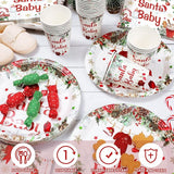 200 Pcs Baby Shower Paper Plates Cups Napkins Party Supplies
