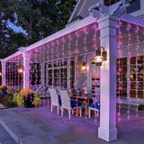 Color Changing Curtain Lights, Pink Room Decor 8 Modes LED String