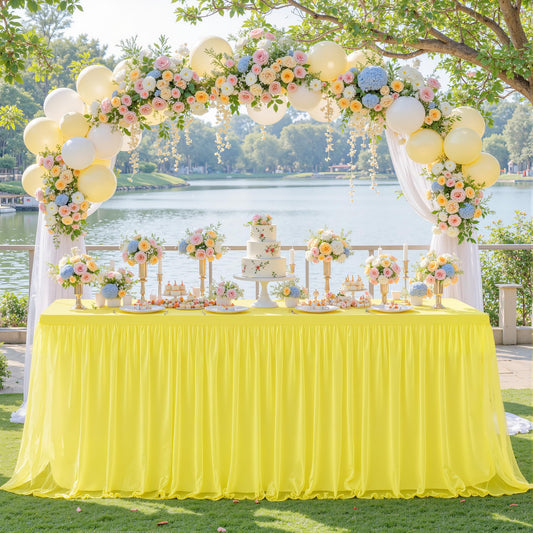 Yellow Tulle Tablecloth for 6 Foot Rectangular Tables 6ft Yellow
