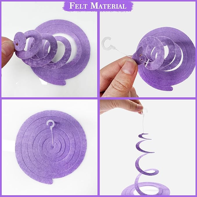36 Pcs Mermaid Hanging Swirl Decorations Teal Purple Felt Swirl