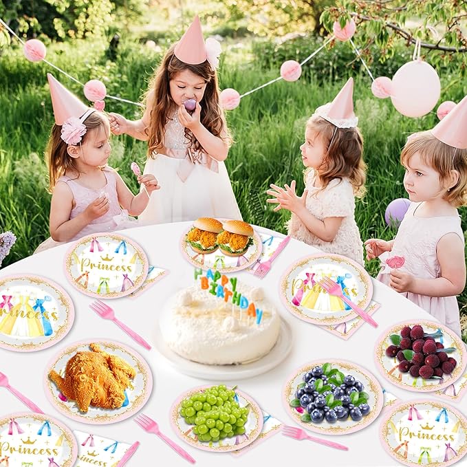 96Pcs Princess Birthday Party Decorations Princess Themed Tableware