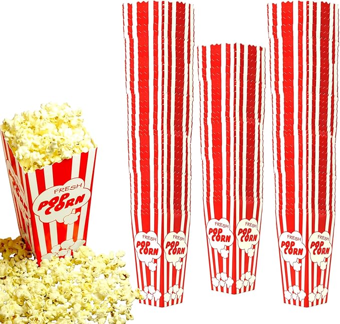 110 Movie Night Popcorn Paper Boxes Buckets 7.75 Inches Tall Large