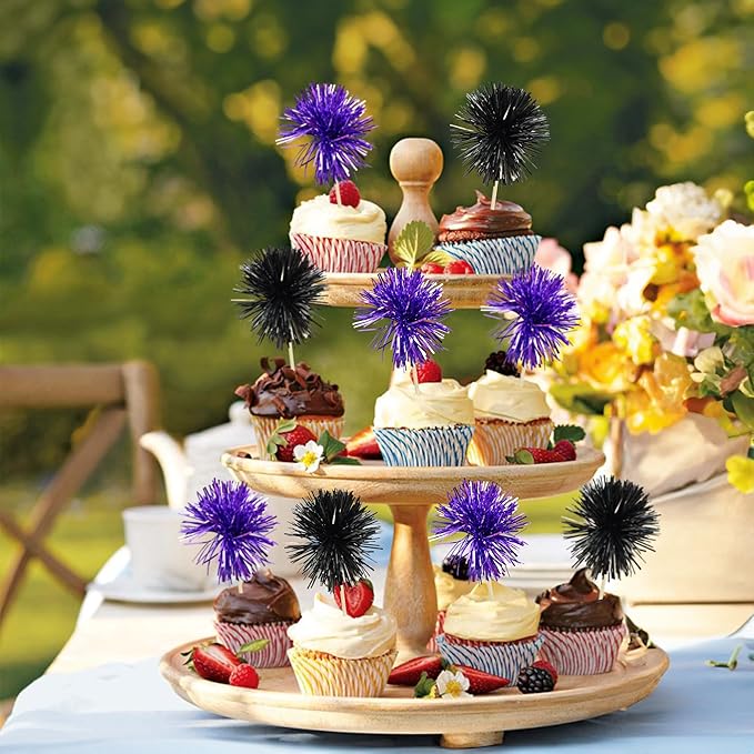 Gyufise 30Pcs Foil Firework Cupcake Toppers Sparkle Tinsel Cake #15