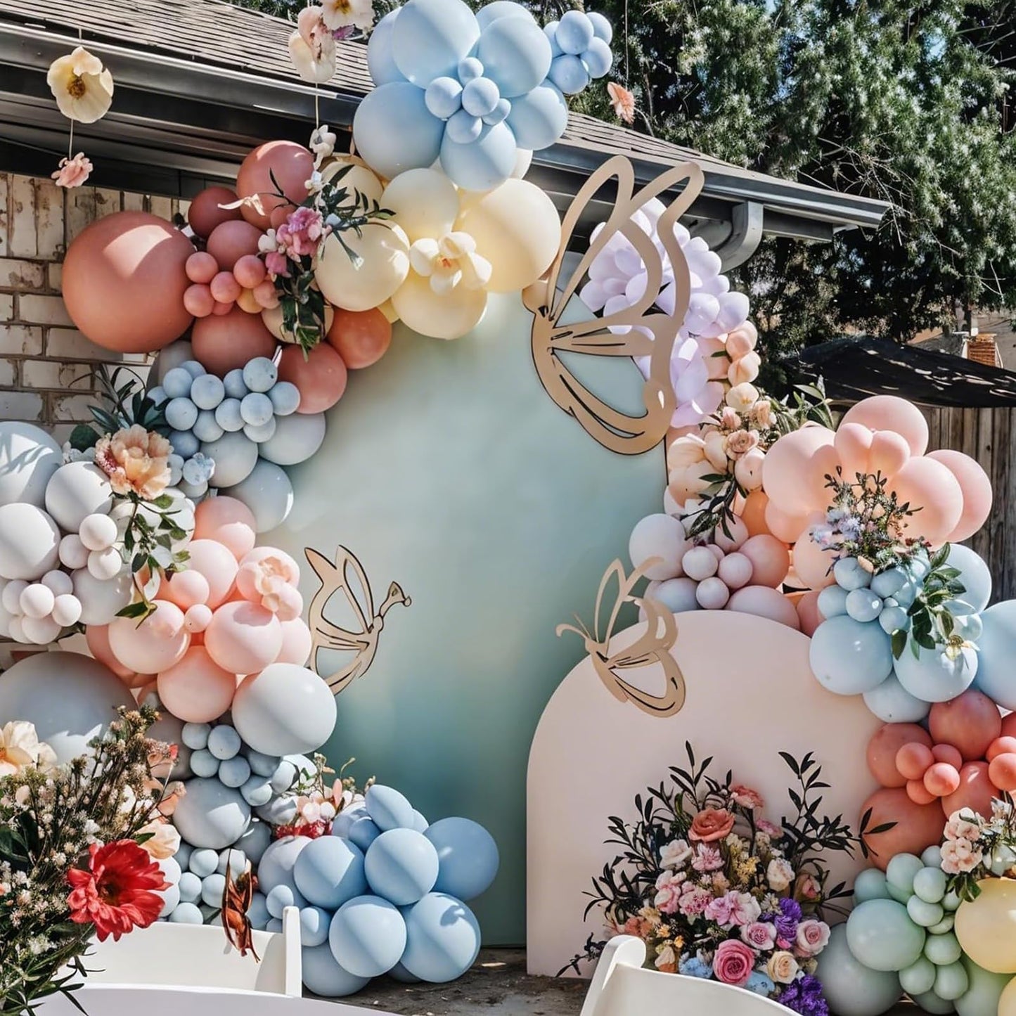 Pastel Balloon Arch Kit,122Pcs Pink Blue Yellow Purple Metallic Gold