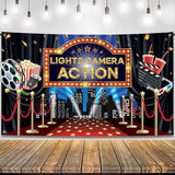 Lights Camera Action Backdrop Large 72x44 Inch Movie Theme Party