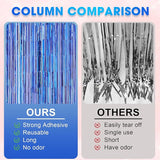 Voircoloria 4 Pack Blue Foil Fringe Backdrop Curtains, Tinsel