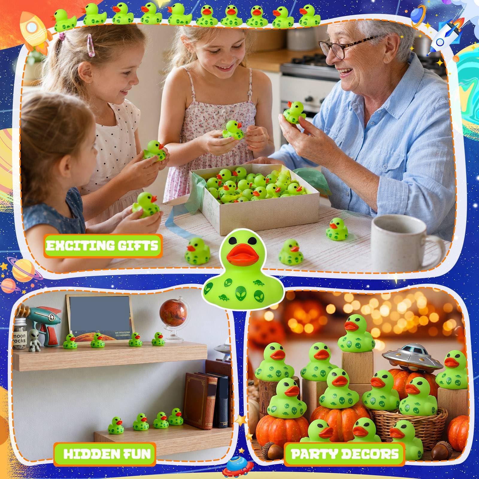 25 Pcs Mini Alien Rubber Ducks Alien Party Favors Tiny Green