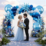 6Pcs Blue Foil Balloons,22Inch Light Blue 4D Round Ball Balloon and