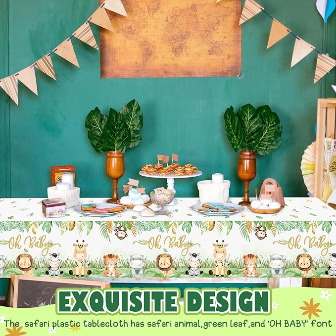 Safari Baby Shower Tablecloths Jungle Animals Plastic Table Cloths