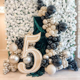 Sand White Black Gold Balloon Arch Kit,Balloon Garland with Star Foil