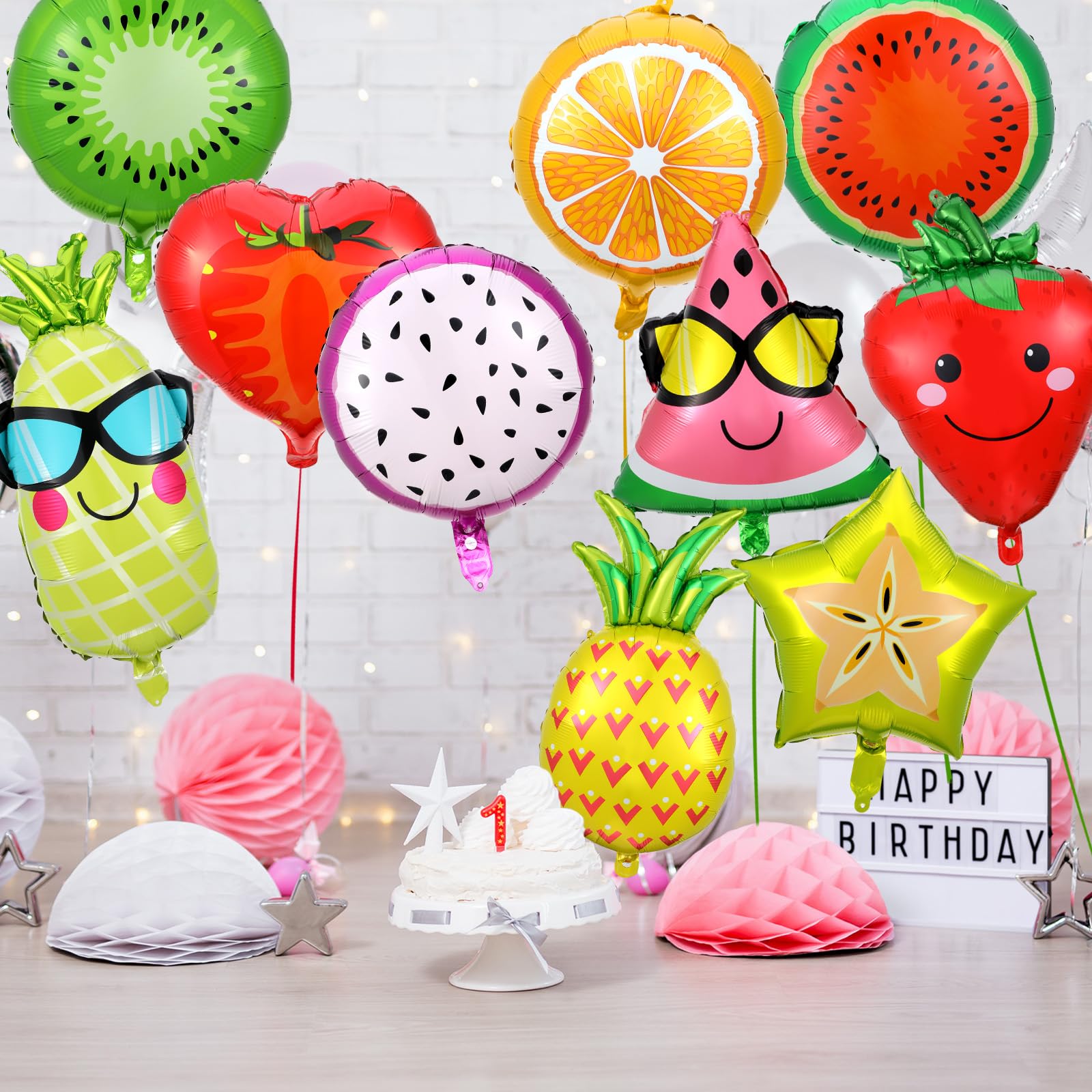 28 Pcs Summer Fruit Foil Aluminum Helium Balloons for Tutti Fruit