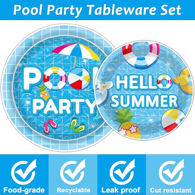 98 Pieces Pool Party Decorations Summer Beach Birthday Party