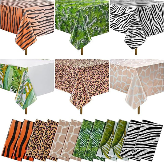 12Pack Animal Safari Tablecloth Jungle Animal Zoo Theme Party Table