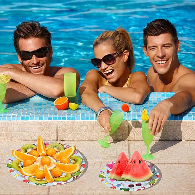 Eunika 80 PCS Summer Beach Party Paper Plates 40 PCS 9 Inch & 40 PCS