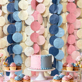 205 Ft Dusty Rose Pink Blue Khaki Beige Circle Dot Backdrop Garland