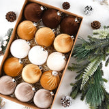 Gold Velvet Christmas Tree Ornaments - 15pcs Shatterproof Christmas