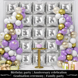 Silver Square Balloon Wall Square Foil Balloons Wall Backdrop 25 Pcs