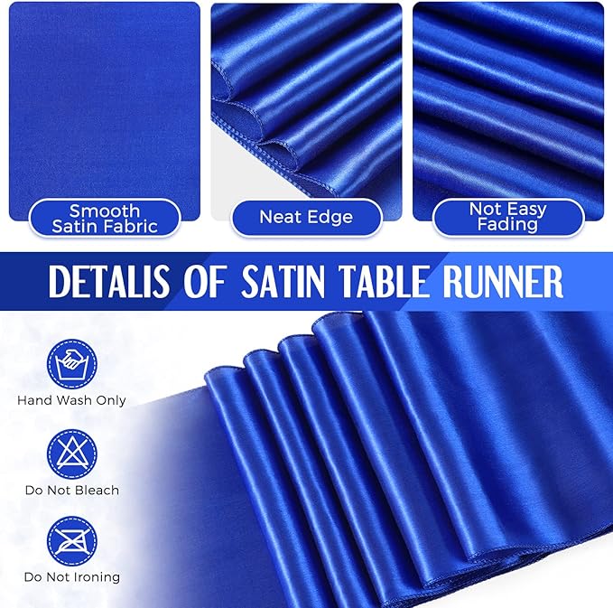 Breling 8 Pack Royal Blue Disposable Plastic Tablecloths and Satin
